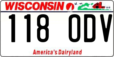 WI license plate 118ODV