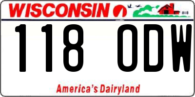 WI license plate 118ODW
