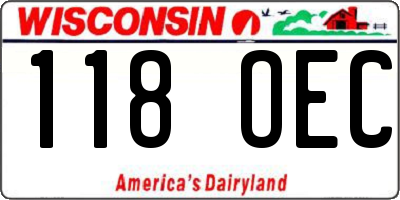 WI license plate 118OEC