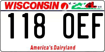 WI license plate 118OEF