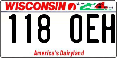 WI license plate 118OEH