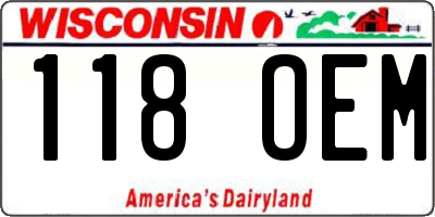 WI license plate 118OEM