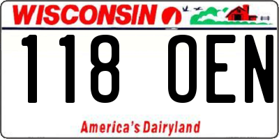 WI license plate 118OEN