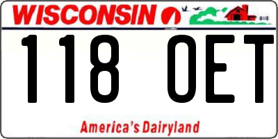 WI license plate 118OET