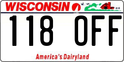 WI license plate 118OFF