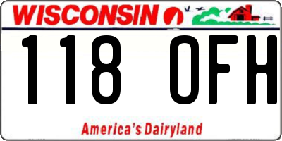 WI license plate 118OFH