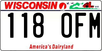 WI license plate 118OFM