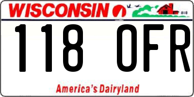WI license plate 118OFR