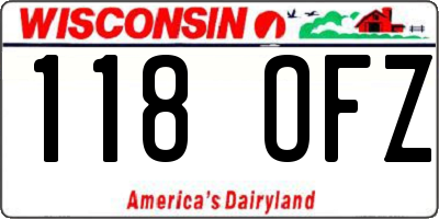 WI license plate 118OFZ