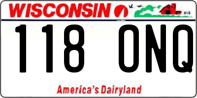 WI license plate 118ONQ