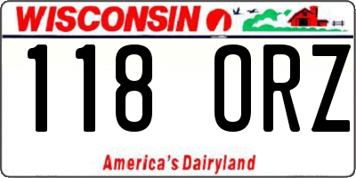 WI license plate 118ORZ