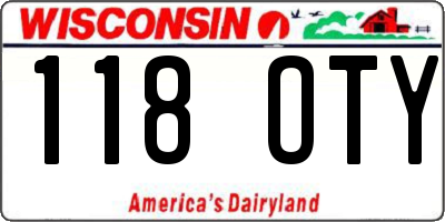 WI license plate 118OTY