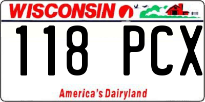 WI license plate 118PCX