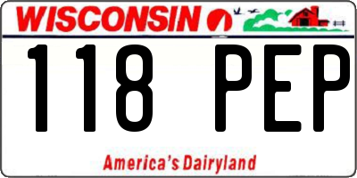 WI license plate 118PEP