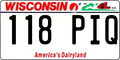 WI license plate 118PIQ