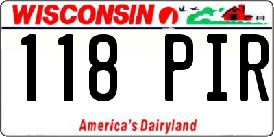 WI license plate 118PIR