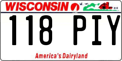 WI license plate 118PIY