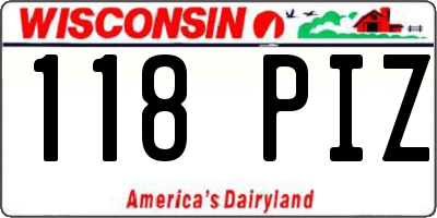 WI license plate 118PIZ