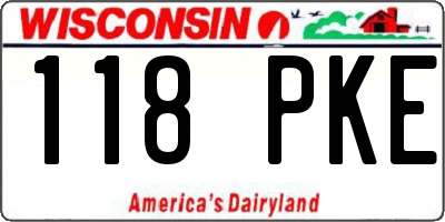 WI license plate 118PKE