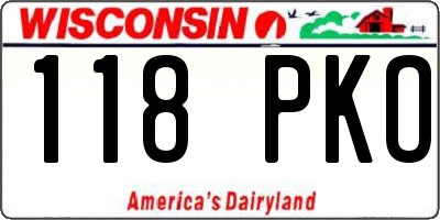 WI license plate 118PKO