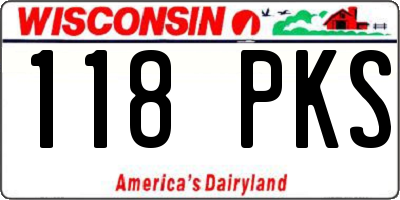 WI license plate 118PKS
