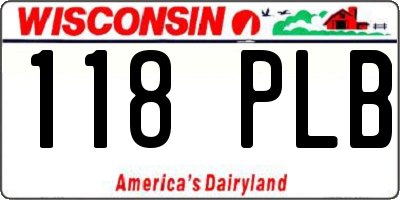 WI license plate 118PLB