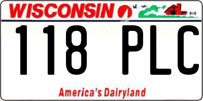 WI license plate 118PLC