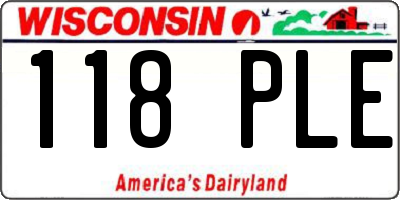 WI license plate 118PLE
