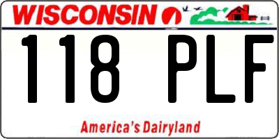WI license plate 118PLF