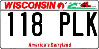 WI license plate 118PLK