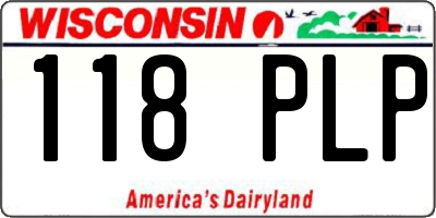 WI license plate 118PLP