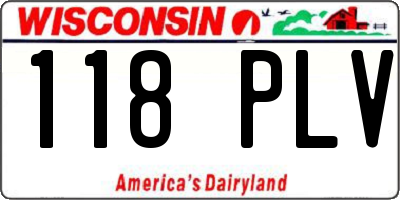 WI license plate 118PLV