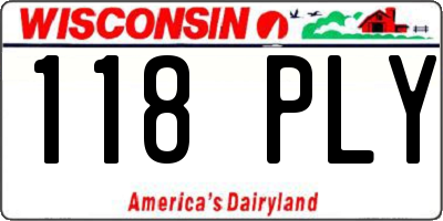 WI license plate 118PLY