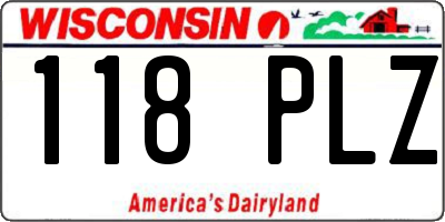 WI license plate 118PLZ