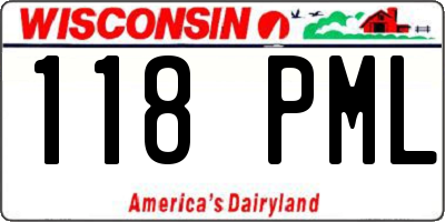 WI license plate 118PML