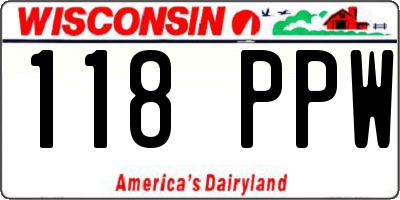 WI license plate 118PPW