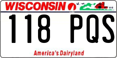 WI license plate 118PQS