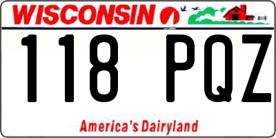 WI license plate 118PQZ
