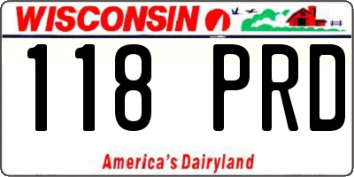 WI license plate 118PRD
