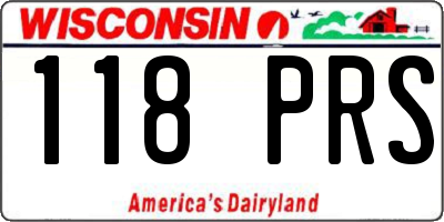 WI license plate 118PRS