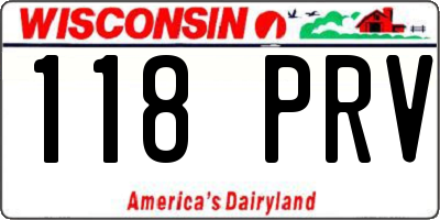 WI license plate 118PRV