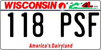 WI license plate 118PSF