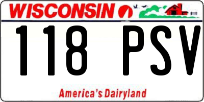 WI license plate 118PSV