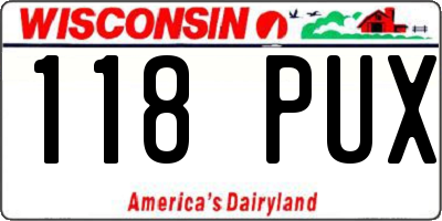 WI license plate 118PUX