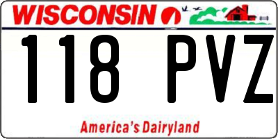 WI license plate 118PVZ