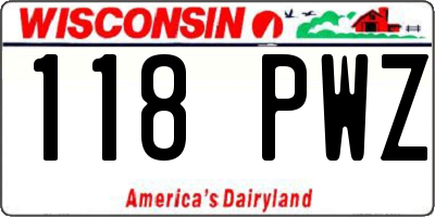WI license plate 118PWZ