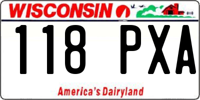 WI license plate 118PXA