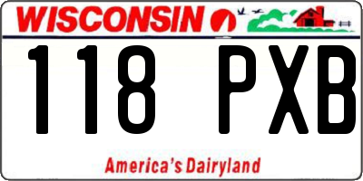 WI license plate 118PXB