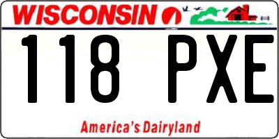 WI license plate 118PXE