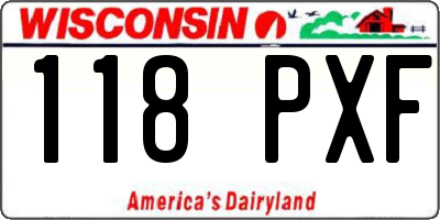 WI license plate 118PXF